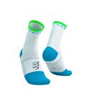 Compressport Pro Marathon Socks V2.0 - White/Norse Blue/Neon Green ถุงเท้าวิ่งมาราธอน 2