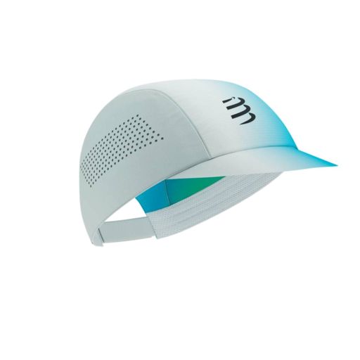 Compressport Pro Racing Cap Star - White/BlueGreen หมวกวิ่งสายแข่งปีกพับได้