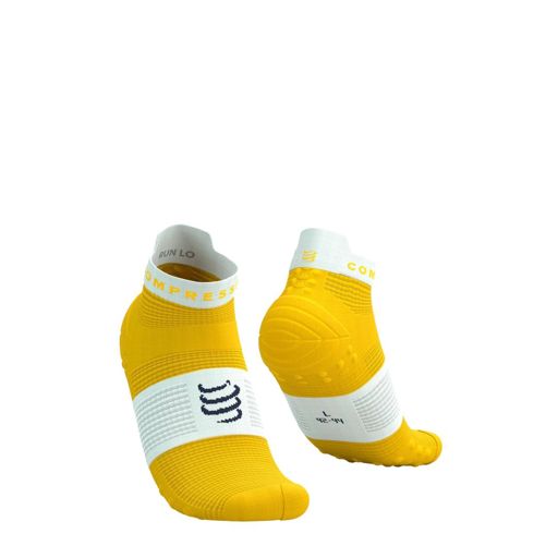 Compressport Pro Racing Socks V4.0 Run Low - Lemon/White ถุงเท้าวิ่งข้อสั้น