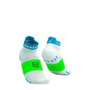 Compressport Pro Racing Socks V4.0 Run Low - White/Norse Blue/Neon Green ถุงเท้าวิ่งข้อสั้น 1