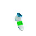 Compressport Pro Racing Socks V4.0 Run Low - White/Norse Blue/Neon Green ถุงเท้าวิ่งข้อสั้น 2