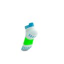 Compressport Pro Racing Socks V4.0 Run Low - White/Norse Blue/Neon Green ถุงเท้าวิ่งข้อสั้น 4