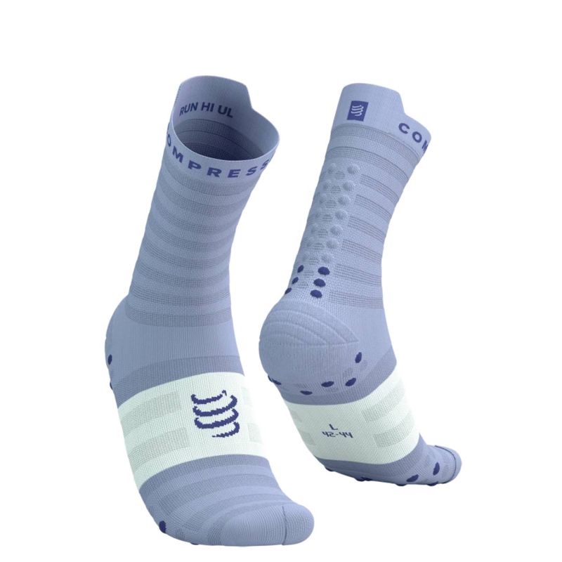 Compressport Pro Racing Socks V4.0 Ultralight Run High - Lavender/White ถุงเท้าวิ่งข้อสูง