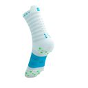 Compressport Pro Racing Socks V4.0 Ultralight Run High White/Norse Blue/Neon Green ถุงเท้าวิ่งข้อสูง 4