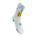 Compressport Pro Racing Socks V4.0 Run High 360 Print - Ironman 2025 - L1 White/Sunrise (ถุงเท้าวิ่งข้อสูง Ironman Edition) 2