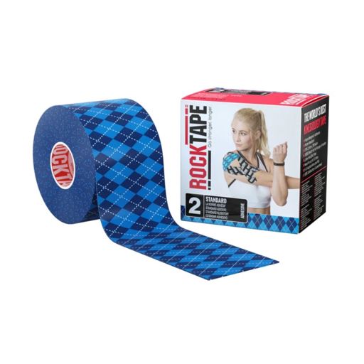 RockTape Roll Standard Adhesive Blue Argyle เทปกายภาพบำบัดสำหรับลดอาการบาดเจ็บ