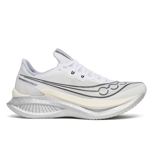 Saucony Men's Endorphin Pro 5 White/Black รองเท้าวิ่งคาร์บอนผู้ชาย