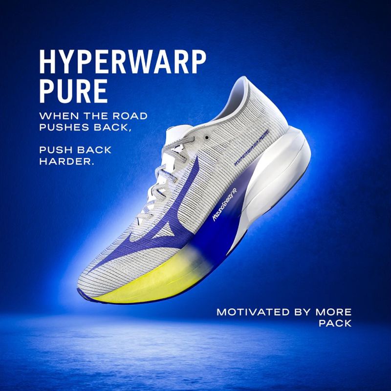 Mizuno Unisex Hyperwarp Pure White / Lightning Yellow / Dazzling Blue รองเท้าวิ่ง
