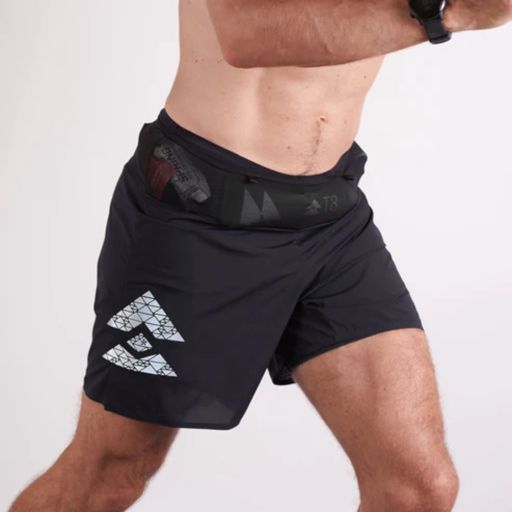 T8 Men's Sherpa Shorts Black (silver logo) กางเกงวิ่งสำหรับผู้ชาย