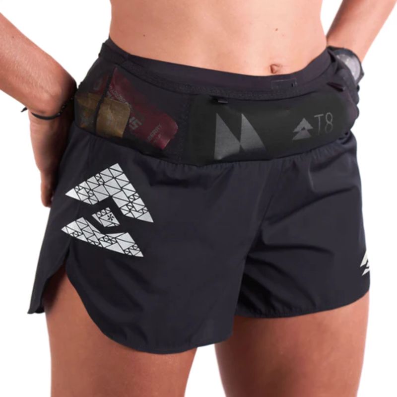 T8 Women's Sherpa Shorts Black (silver logo) กางเกงวิ่งสำหรับผู้หญิง