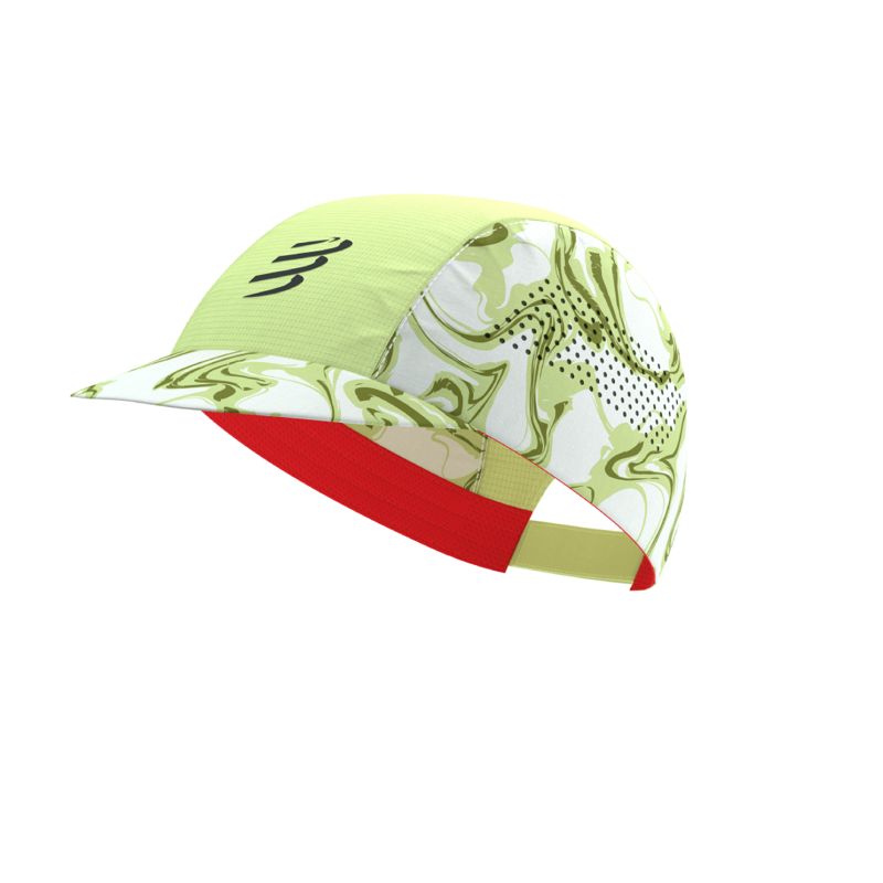Compressport Pro Racing Cap Green Camo/Fluo Red หมวกวิ่ง
