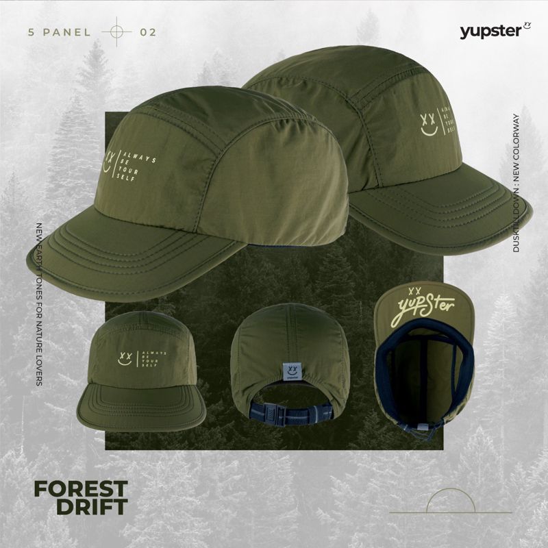 Yupster DTD 24 collection - Forest Drift 5 Panels - (Green all Fabric) หมวกกันแดด