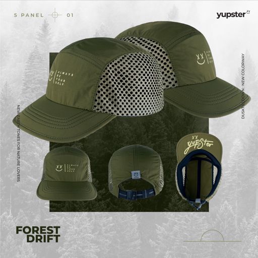 Yupster DTD 24 collection - Forest Drift 5 Panels - (Green Fabric with Mesh) หมวกกันแดด