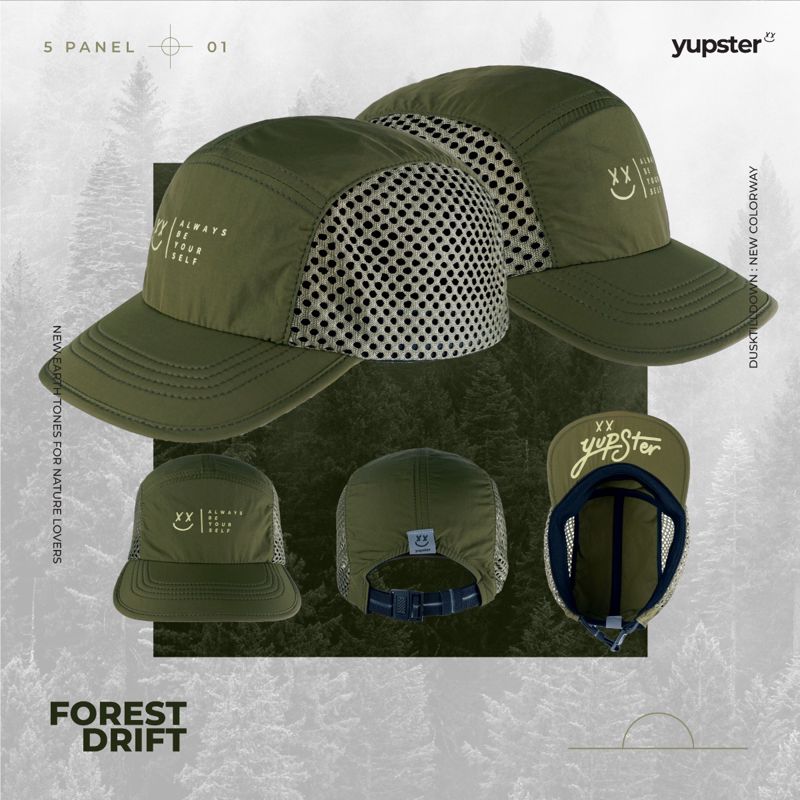 Yupster DTD 24 collection - Forest Drift 5 Panels - (Green Fabric with Mesh) หมวกกันแดด