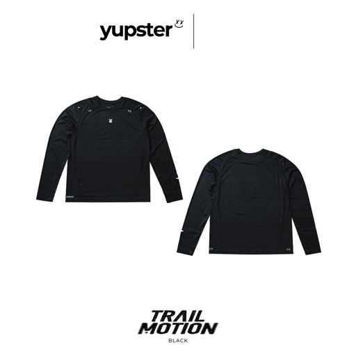 Yupster Running Long Sleeves T-shirt Trail Motion Collection - Men - Black เสื้อวิ่งแขนยาว
