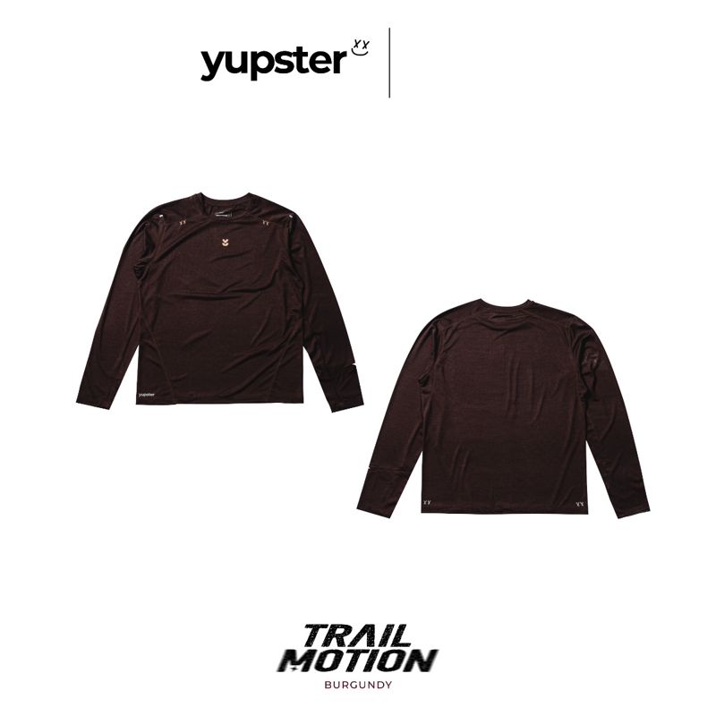 Yupster Running Long Sleeves T-shirt Trail Motion Collection - Men - Burgundy เสื้อวิ่งแขนยาว