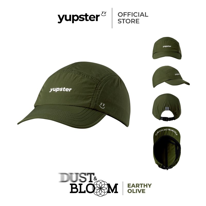 Yupster - Dust & Bloom Series Earthy Olive 5 Panels | หมวกวิ่ง