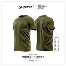 Yupster Running T-shirt - Super Airflow Collection - Midnight Spray Green เสื้อวิ่งน้ำหนักเบา