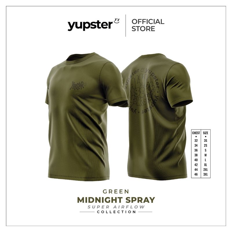 Yupster Running T-shirt - Super Airflow Collection - Midnight Spray Green เสื้อวิ่งน้ำหนักเบา